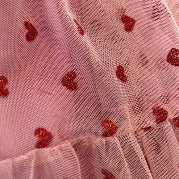 Betsey Johnson Pink/Red Heart Midi Tulle Dress Size L Flowy ~ Evening! - Picture 5 of 6